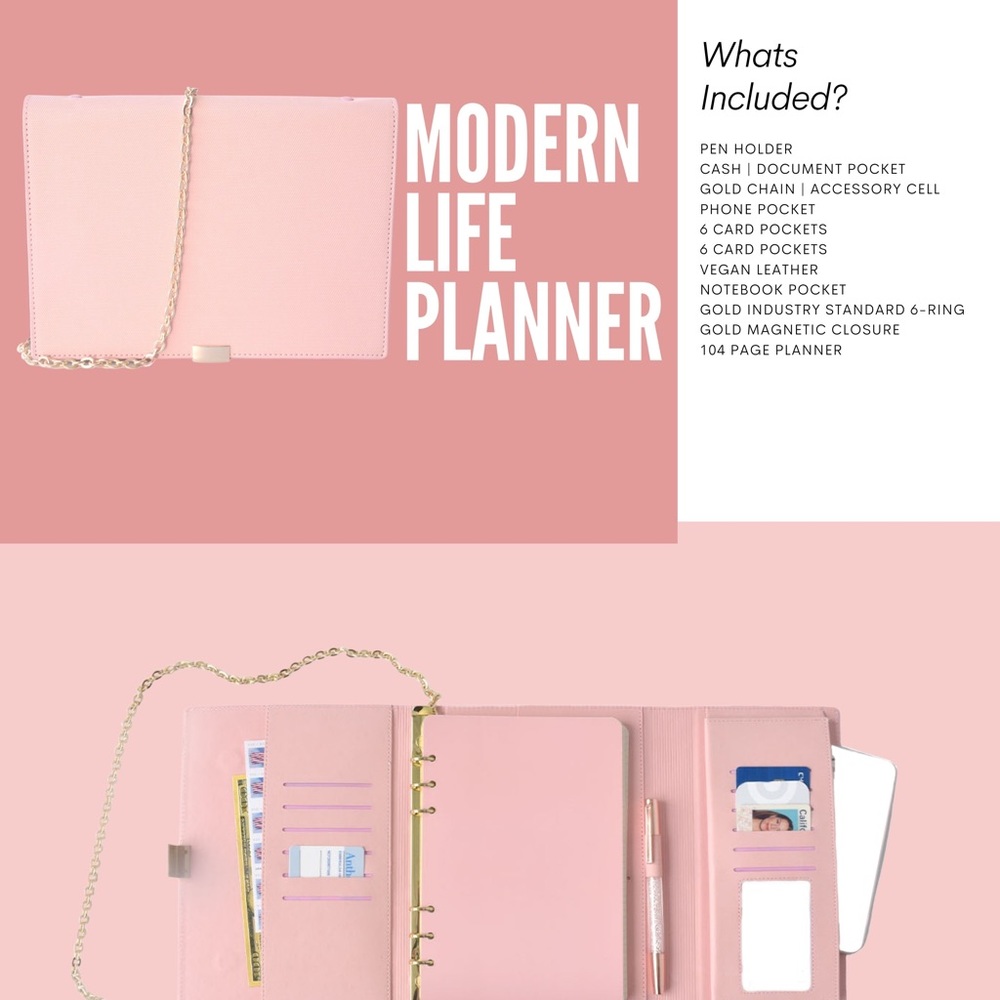 Soft pink, Modern Life Planner, elegant, presentable, simple, chic. A5 medium.